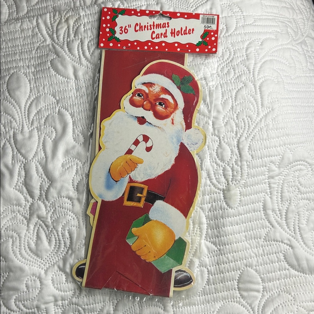 Vintage 36" Christmas Card Holder with Santa Design New Old Stock